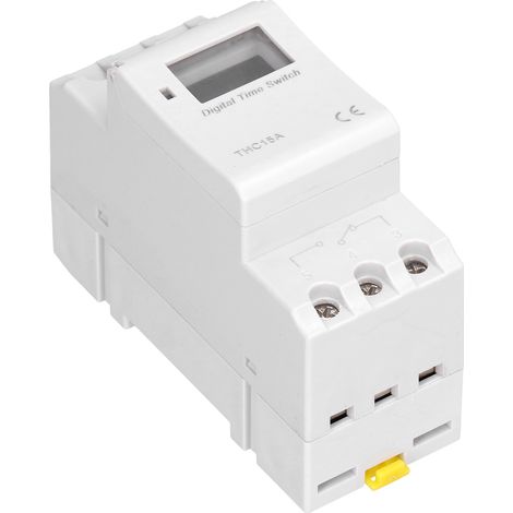 Interrupteur horaire programmable rail DIN avec batterie lithium 3V intégrée, contrôleur automatique minuterie 12V (modèle anglais) (1/5)