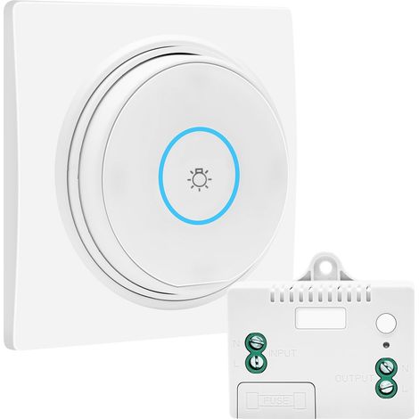 Lot d'interrupteurs d'éclairage sans fil RF étanches - Sans batterie - Avec récepteur - Pour l'intérieur et l'extérieur (1 interrupteur et 1 récepteur) (1/5)