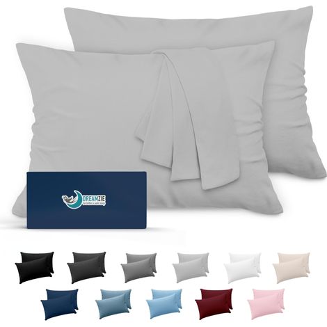 Taie Oreiller 50x75 Lot de 2 en Microfibre - Housse Coussin Douce Et Brossée, Toucher Peau de Pêche - Gris (1/5)