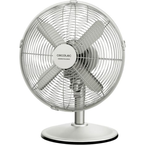 Cecotec Ventilador de Sobremesa EnergySilence 610 SteelDesk. 40 W, Acabado en Acero, Diámetro 12" con 4 Aspas, 3 Velocidades