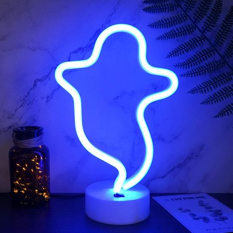 Veilleuse lumineuse fantôme néon LED, enseigne lumineuse alimentée par USB/piles, décoration fantôme pour fête d'Halloween, décoration de bureau pour Halloween, décoration d'intérieur pour Halloween (1/5)