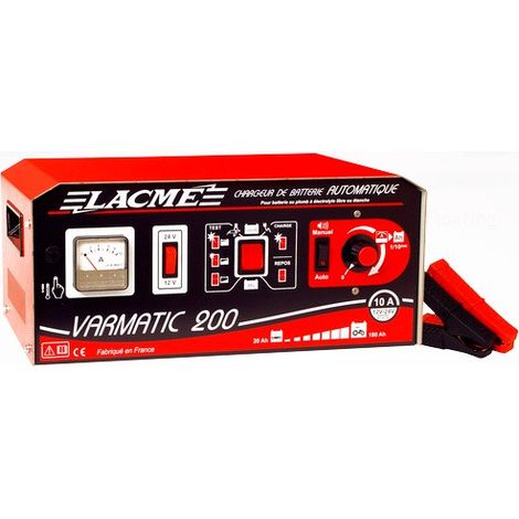 Lacme – Chargeur de batterie automatique 10A 12V/24V – Variateur pour batteries plomb – Test batterie intégré – Protection surcharge et inversion polarité