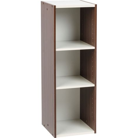 Bibliotheque Gain de Place, Large 3 Etageres, Marron, Réglable, Modulable, pour Salon, Bureau, Chambre, Livres, CD, Petit Meuble de Rangement, Montage Facile (1/5)