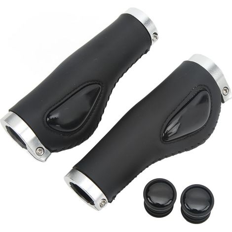 Poignées de guidon vélo caoutchouc élastique antidérapant, housse PVC similicuir, bouchons inclus, pour VTT et vélo pliant (1/5)