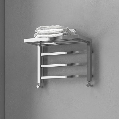 Termoarredo Scaldasalviette Bagno 35x50cm Interasse 47cm in Acciaio Finitura Cromo ''Design 1''
