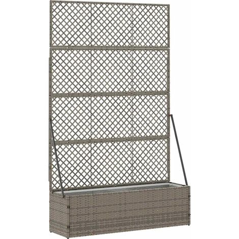 Cache-pot de jardin rectangulaire moderne extérieur 105 x 30 x 170 cm en métal gris (1/5)