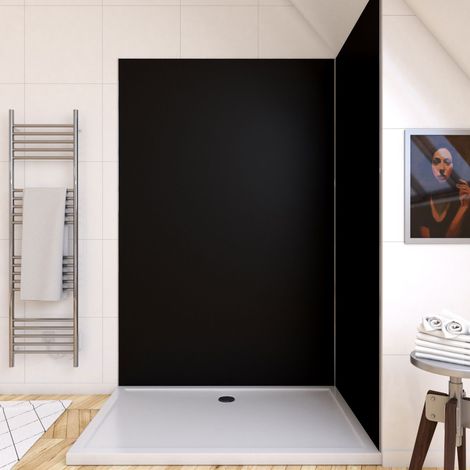 Aurlane – Panneau décoratif mural aluminium noir 120 x 210 cm – Résistant à l’eau – Pose facile avec mastic PU – Pour salle de bains