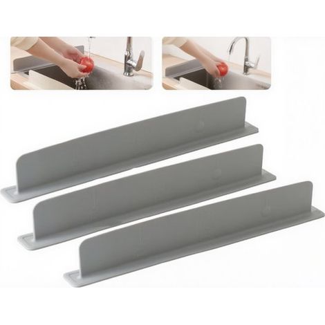 Protectores antisalpicaduras de silicona gris para fregaderos y lavabos, paquete de 3 unidades, a prueba de fugas. (1/5)
