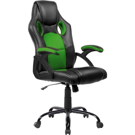 Silla Gaming, escritorio, regulación en altura, racing Verde (1/5)