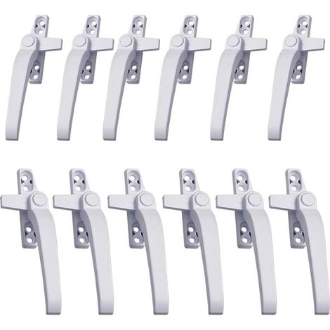 12 Pièces - Poignée de fenêtre - Verrouillage - Aluminium alliage - Ouverture droite et gauche - Fenêtre métallique - Argent - 11,3x7,3x2,3 cm