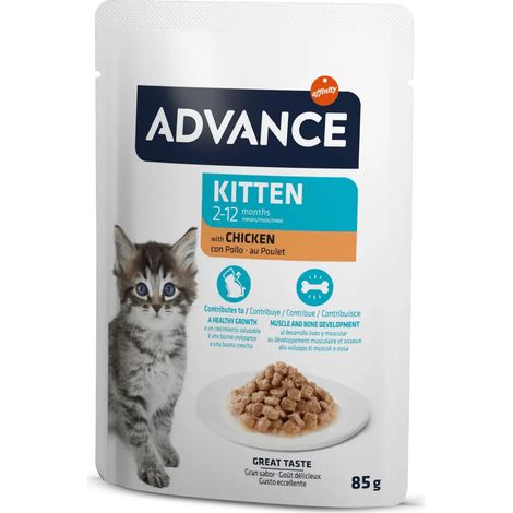 Advance Bocaditos en Salsa para Gatitos con Pollo - Alimento Húmedo para Gatitos (2-12 meses)