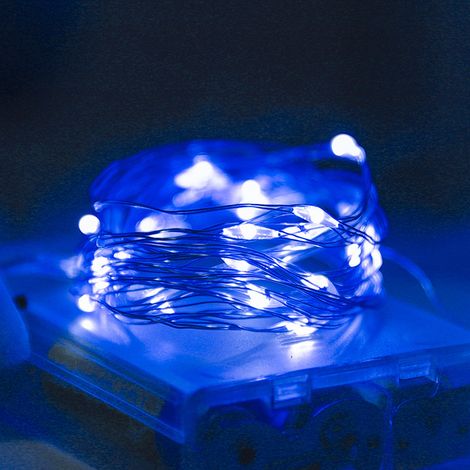 Guirnalda de luces LED de cobre a pilas para dormitorio, fiestas, festivales, etc. (3 metros, 30 luces, luz azul) (1/5)