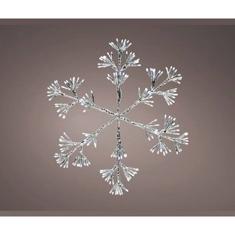 Christmas Silver Starburst Snowflake Decoration 336 White LEDs - 78cm