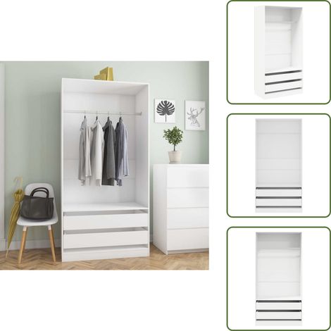 Kleiderschrank Weiß 100x50x200 cm Holzwerkstoff - Schreibtisch - Garderobe - Kommode - Möbel - Wohnzimmer (1/5)
