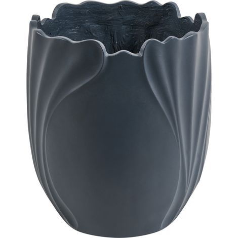 Maceta de óxido de magnesio con forma de flor escultural para jardín interior exterior resistente a la intemperie 50 L gris oscuro Arpone (1/5)