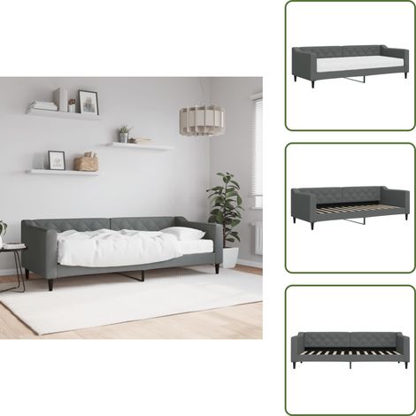 Divano letto 2 in 1 - vidaXL Divano Letto con Materasso Grigio Scuro 80x200 cm in Tessuto - Materasso in gommapiuma