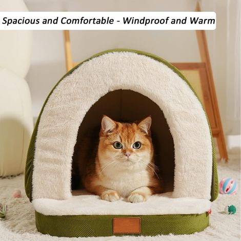 Niche pour Chat Maison Pliable et Confortable Panier Douillet pour Animaux de Compagnie (1/5)