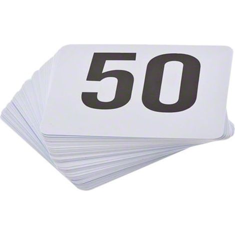 1-50 Plastic Number Card Set, Plastic,3.9'' by 3.7'', White Base with Black Numbers (1/5)