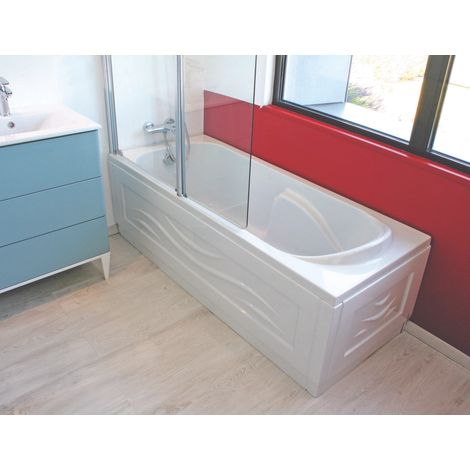 ONDEE - Faldón de bañera FANY - Motivo de onda - ABS - Blanco - 170x70cm