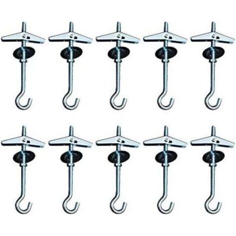 9cm Heavy Duty Crochets De Plafond Swag Suspendus Crochets À Bascule Boulon Ailes Crochet,pour L'installation Au Plafond Suspendu Plantes Fixation Murale Crochets D'orchidées(10) (1/4)