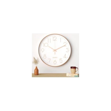 Horloge Murale, 30CM (12 Pouces) Moderne Horloge Murale silencieuse (Blanc Caractère Or)