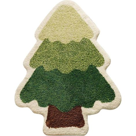 Tapis de bain sapin de Noël pour salon, tapis vert à excellente absorption et facile à laver, tapis de douche antidérapant, tapis de porte de baignoire doux, épais et durable, décoration de Noël C (40 (1/5)