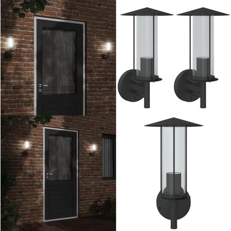 Außenwandleuchten 2 Stk. Schwarz Edelstahl - Outdoor-Beleuchtung - Wandleuchte - Edelstahl - Gartenleuchte - Außenscheinwerfer - Home & Living (1/5)