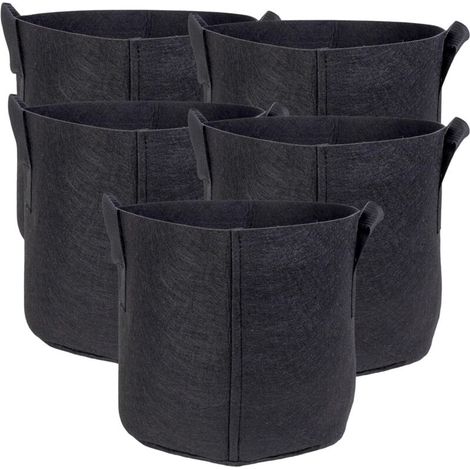 Lot de 5 Sacs de Plantation en Tissu Non tissé - 20 l - 30 x 25 cm - Pot de Plantes avec poignées de Transport pour Jardin, Serre, jardinière, Sac de Plantation - Sac à Pommes de Terre (1/5)
