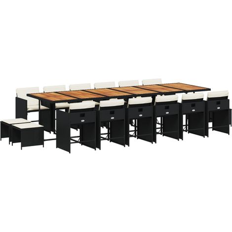 Maison Exclusive - Set da Pranzo da Giardino 17 pz con Cuscini Nero in Polyrattan