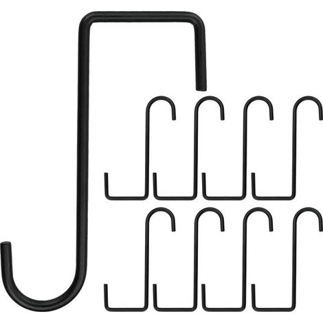8 ganchos de jardín, Macetas colgantes de 15,5 cm, Ganchos con bisagra, Cestas colgantes, Bolsas, Faroles, Enrejados (Negro) (1/5)