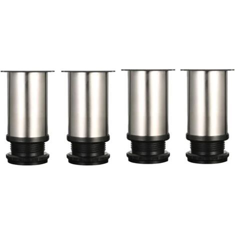 4 Pieds Réglables 8 cm De Hauteur Épaissir les pieds d'armoire Pieds de table Pieds de meubles, Acier inoxydable brossé, Hauteur réglable 0-15 mm Venez avec des vis en acier inoxydable (1/5)