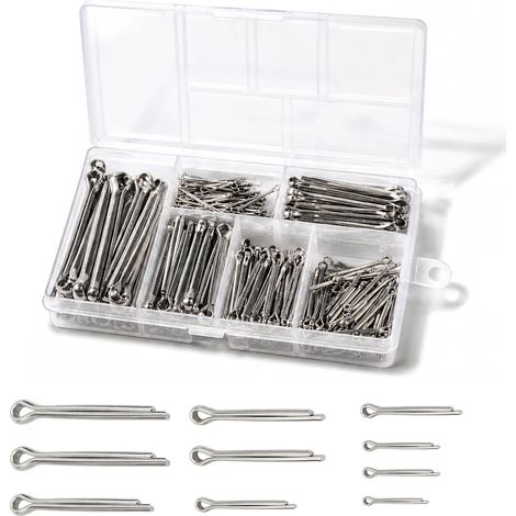 Assortiment de 290 goupilles en acier inoxydable 304 avec boîte assortie, goupille de sécurité et connecteur à ressort en 6 tailles différentes (M1, M2, M2.5, M3, M4, M5) pour voitures (1/5)