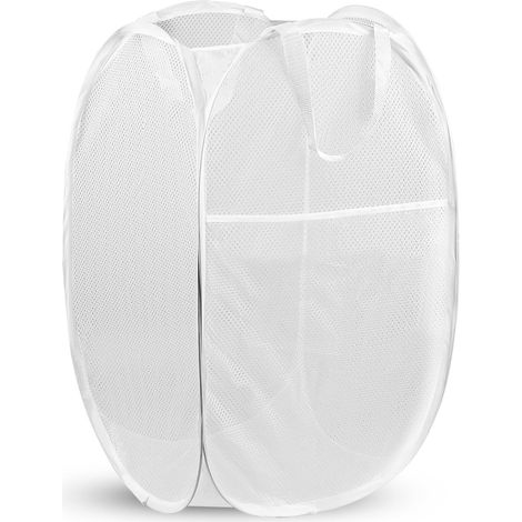 Panier à linge pliable en filet, 1 pièce, gain de place, idéal pour la maison, les voyages et le rangement - blanc (1/5)