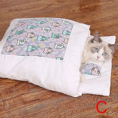 Warmer Katzenschlafsack, herausnehmbares Katzenbett, warme Winter-Haustierbox - M (1/4)