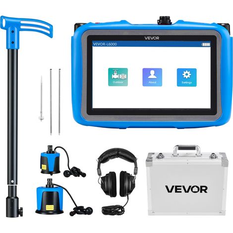 Détecteur de Fuite Eau Canalisations Souterraines Extérieur Profondeur 5 m, 1-10000 Hz, Écran Tactile LCD, avec Capteur Moyen et Grand, 3 Sondes Écoute, Casque, Étui Transport, pour Plomberie (1/5)