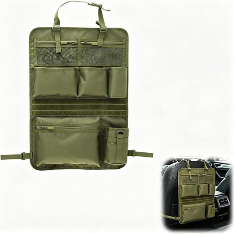 Organisateur de siège de voiture tactique, l'organisateur de siège de voiture le plus stable, universel, tactique pour siège arrière de voiture, étanche, pour camion, accessoires (vert (1/5)