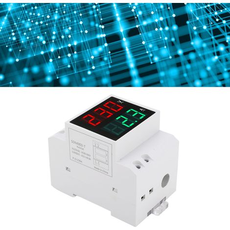 Einphasiges Haushaltsvoltmeter und -amperemeter mit zwei digitalen Anzeigen, DIN-Schienenmontage, 80–300 V AC, 0,1–99,9 A (1/5)