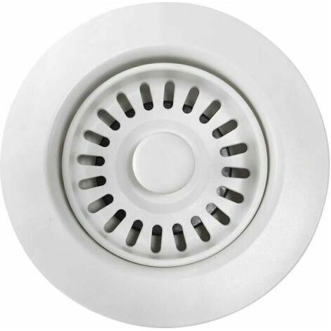 Tappo di scarico per lavello da cucina in polimero bianco con filtro a cestello rimovibile, per fori di scarico da 4,5 cm. (1/5)