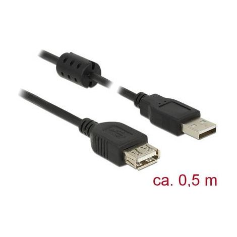 Delock Câble USB USB 2.0 USB-A mâle, USB-A femelle 0.50 m noir avec noyau en ferrite 84882 (1/2)