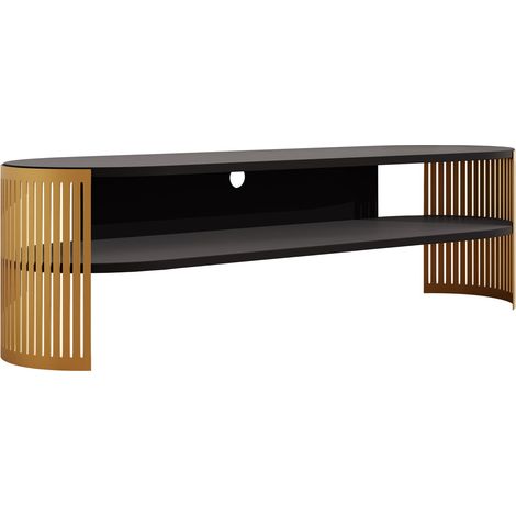 Mueble TV Civer I, Dorado + Negro, Número de puertas: 0, Número de cajones: 0, 140x44x40cm