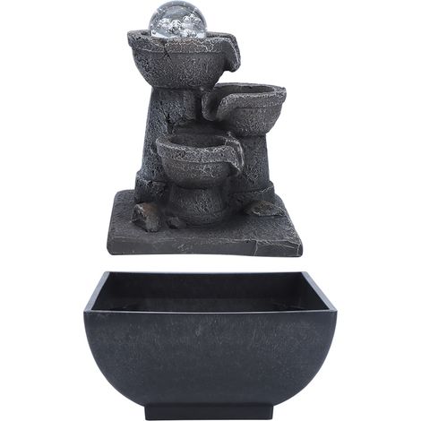 Fontaine de table lumineuse à LED avec cascade et boule, idéale pour la décoration Feng Shui à la maison ou au bureau. Prise US 110 V. (1/5)