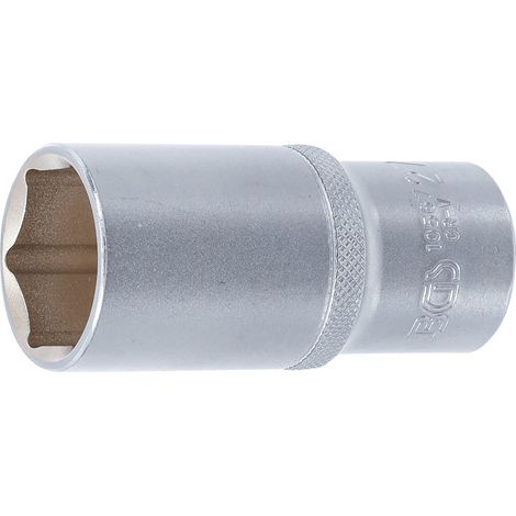 Llave de vaso hexagonal, larga  entrada 12,5 mm (1/2")  27 mm (1/3)
