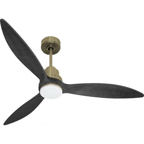Tenerife - Super destratificateur et ventilateur DC 132 cm Laiton pales bois noir avec Lumière 25 à 35 m² (1/5)