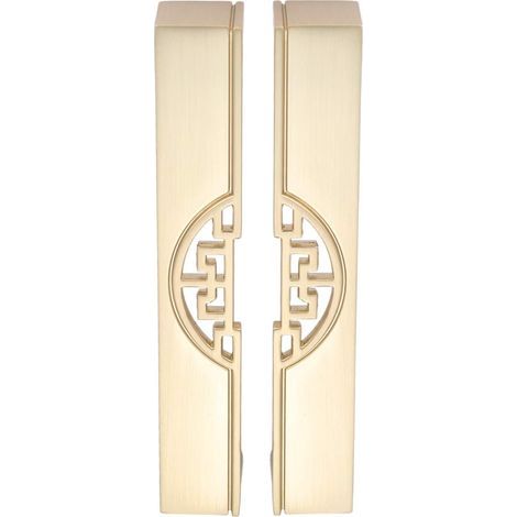 Set of 2 gold-tone furniture handles, 128 mm center-to-center distance, vintage style for bedroom, kitchen, wardrobe, and chest of drawers.