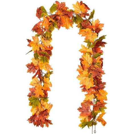 Guirlande Feuilles Érable Artificielles 173 cm Décoration Maison Fêtes d'Automne-AUTRES (1/4)