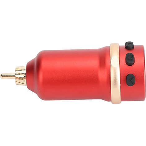 Batterie Tattoo sans fil 1600mAh rechargeable, alimentation 4-12V réglable, interface RCA, machine à tatouer stylo rouge (1/5)