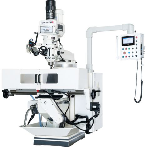 Fraiseuse à tourelle Teach-in - X 670 mm Y 310 mm Z 315 mm - avec servomoteurs PLC et HMI - 2,2 kW 400 V MW-Tech FTT100 (1/5)