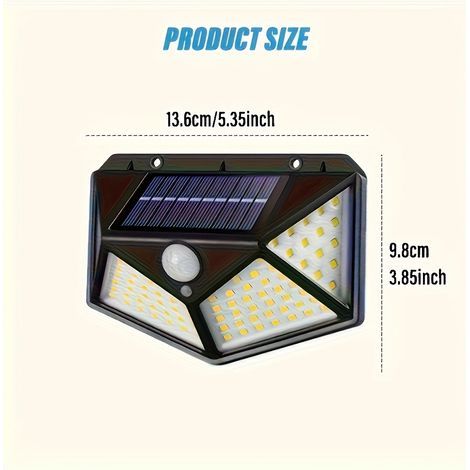 Lampes Solaires LED Extérieures Ultra-Lumineuses avec Détecteur de Mouvement – Éclairage à 4 Côtés pour Garage, Allée, Jardin et Balcon (1/4)
