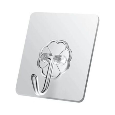 Ahlsen Adhesive Wall Hook, Pack of 20 Transparent Adhesive Hooks 10kg (Max), Stainless Steel Wall Hook for Hanging Keys, Caps, Kitchen Utensils, Towels and (1/5)