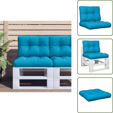 Palettenkissen 2 Stk. Blau Stoff - Sitzkissen - Gartenkissen - Balkonkissen - Polstersitz - Außenkissen